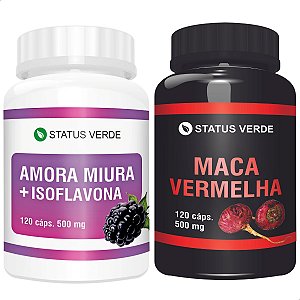 Kit Amora + Isoflavona + Maca Vermelha 120 Cáps P/ Pote - Status Verde