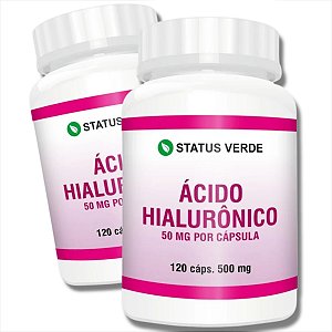 2 Potes Ácido Hialurônico 120 Cáps - Status Verde