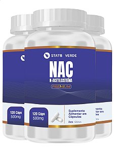 3 Potes Nac N-acetilcisteína 120 Caps - Status Verde