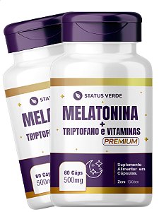 2 Potes Melatonina + Triptofano e Vitaminas 60 Caps - Status Verde