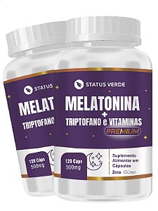 2 Potes Melatonina + Triptofano e Vitaminas 120 Caps - Status Verde