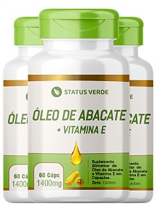 3 Potes Óleo de Abacate + Vitamina E Kit 180 Cápsulas 1400Mg - Status Verde