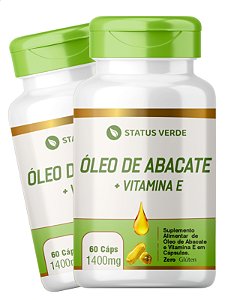 2 Potes Óleo de Abacate + Vitamina E Kit 120 Cápsulas 1400Mg - Status Verde