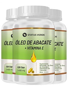 3 Potes Óleo de Abacate + Vitamina E Kit 360 Cápsulas 1400Mg - Status Verde