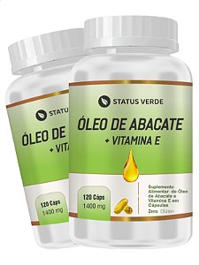 2 Potes Óleo de Abacate + Vitamina E Kit 240 Cápsulas 1400Mg - Status Verde