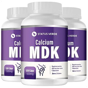 3 Potes Calcium MDK 120 Cápsulas 1000mg - Status Verde