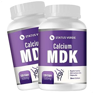 2 Potes Calcium MDK 120 Cápsulas 1000mg - Status Verde