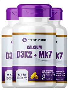 3 Potes Calcium MDK Kit 180 Cápsulas 1000mg - Status Verde