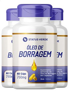 3 Potes Óleo de Borragem 60 Cápsulas 760 mg - Status verde