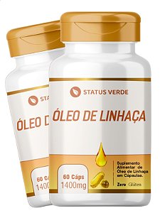 2 Potes Óleo de Linhaça 60 Cápsulas 1400 mg - Status Verde