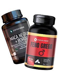 Kit Maca Negra Com Boro + Feno Grego 120 Caps P/Pote Status Verde
