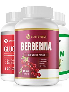 Kit Psyllium + Berberina + Glucomanan 120 Caps Status Verde