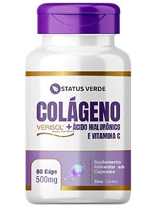 Colágeno Verisol + Ácido Hialurônico + Vitamina C 60 Caps - Status Verde
