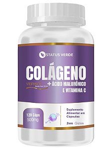 Colágeno Verisol + Ácido Hialurônico + Vitamina C 120 Caps - Status Verde