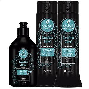 Shampoo, Condicionador e Leave In 300ml Haskell Cachos Sim!