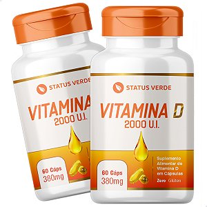 2 Potes Vitamina D 2000ui SoftGel 60 Cáps - Status Verde