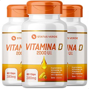 3 Potes Vitamina D 2000ui SoftGel 60 Cáps - Status Verde