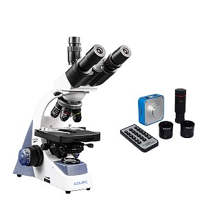 Microscopio Trinocular Otica Finita Acromatico Led Aumento 1600x + Câmera para Microscópio 16MP HDMI USB
