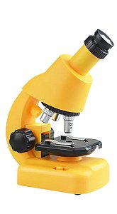 Microscópio Infantil 100X 400X 1200X Biologico Portatil Amarelo