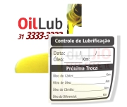 ADESIVOS TROCA DE ÓLEO VINIL TRANSPARENTE COM TINTA BRANCA 63X63MM - 4X1 - 100unid