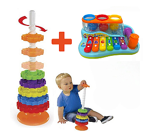 Combo Lúdico Giro Mágico + Pianinho Bate e Toque Galinha Pintadinha