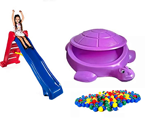 ESCORREGADOR E PISCINA JABUTI + BOLINHAS