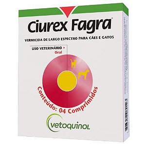 Ciurex Fagra Com 4 Comprimidos Vermífugo Para Cães E Gatos - Vetoquinol