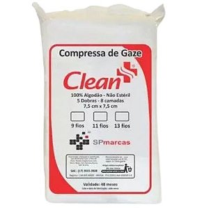 Compressa Gaze Hidrófila Não Estéril 11 Fios 180 Gr - Clean