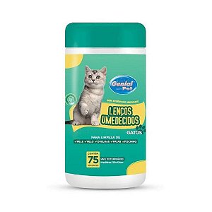 Lenços Umedecidos Para Gatos 75 Unidades - Genial Pet