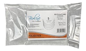 PEV - Fio Poliéster Nº 5 75 cm 4 Agulhas 1/2 TC 4,8 cm Unitário - Bioline