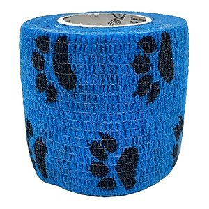Atadura Elástica Autoaderente Azul Com Patinhas 5 cm X 4,5 mt