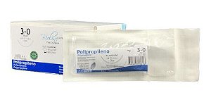 Pl Fio Polipropileno Nº 3-0 75 Cm 3/8 R 3,0 Cm Caixa Com 24 Unidades - Bioline