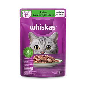 Ração Úmida Sachê Whiskas para Gatos Adultos Sabor Cordeiro ao Molho