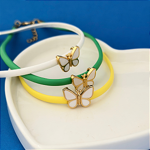Choker 30Cm Borboleta Resina