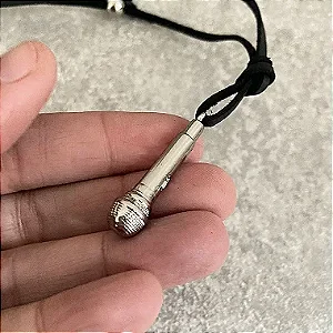 Cordão Masc Camurça Microfone Preto