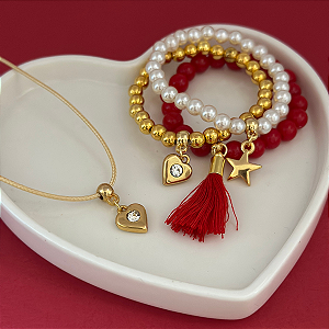 Conj Colar Fio E Pulseiras Natal