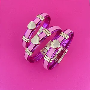 Pulseira Fecho Imã Fita Dupla Coração