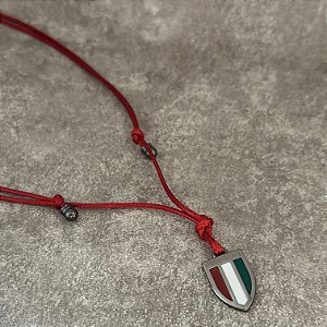 Cordão Masc Fio Escudo Time Campeão Vermelho Branco Verde