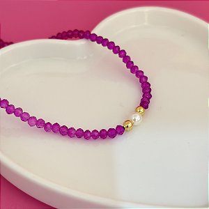 Choker 30Cm Cristal N4 Fucsia