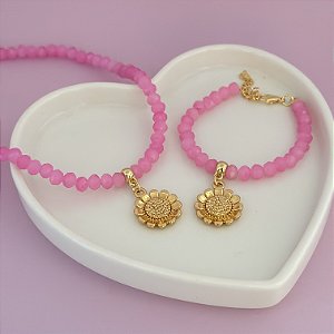 Conj Colar E Pulseira Cristal N6 Margarida