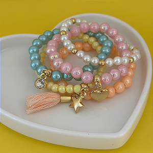 kit 5 pulseiras Amarelo