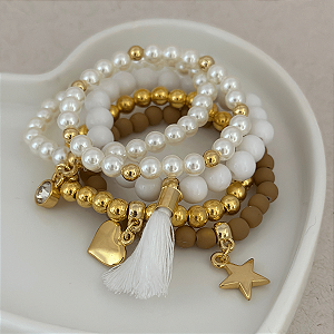 Kit 5 Pulseiras Marrom