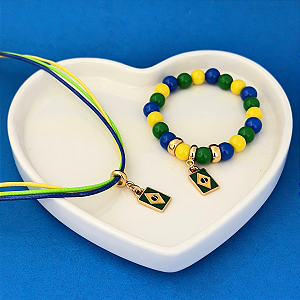 Conj Colar e Pulseira Brasil