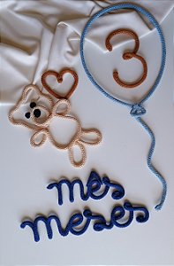 Kit mesversario em tricotin - tema Ursinho