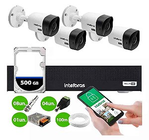 Kit 4 Câmeras Intelbras 1120b Dvr 4 Canais Com Hd Lançamento