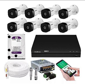 Kit 8 Câmeras Intelbras 1120b Dvr 16 Canais Com Hd