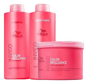 Kit Wella Invigo Color Brilliance - Shampoo + Cond + Máscara