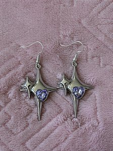 Brincos de Estrela Lilás estilo Y2k
