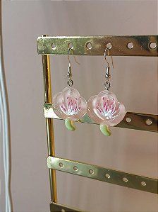 Brinco de flor estilo 1 rosa claro