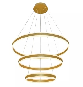 Pendente QD03004 40x60x80 cm Aluminio Dourado Escovado + Acrílico 226wts 22600lm 3000k Bivolt